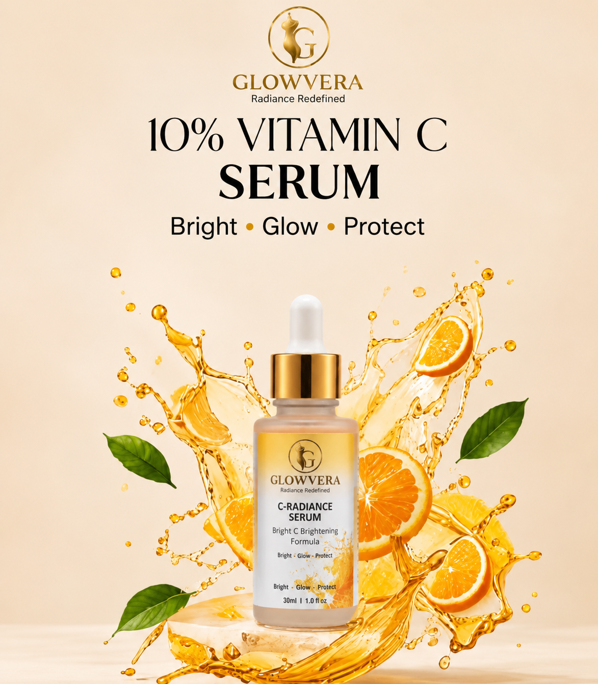 GlowVera 10% Vitamin C Serum – Brightening & Radiance Formula (30ml)