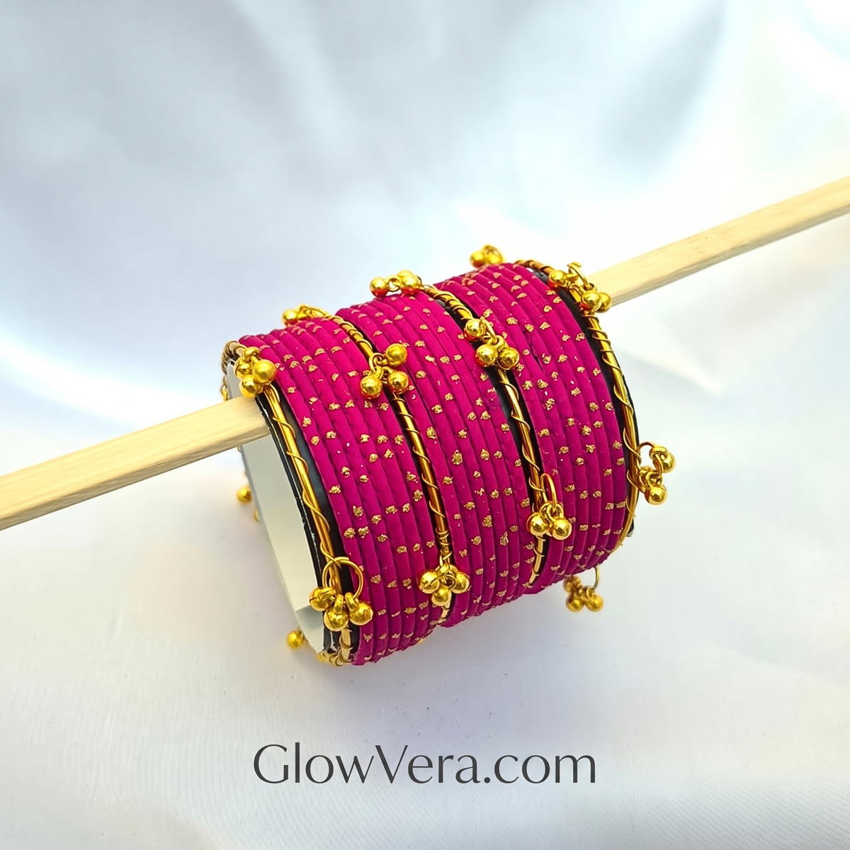 GlowVera Midnight Royale Gold Charm Bangle Set