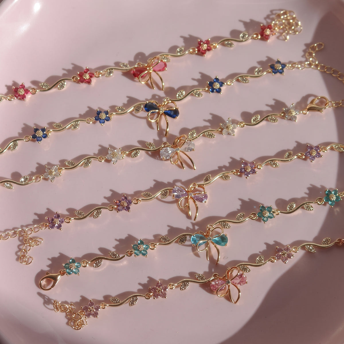 GlowVera Crystal Bloom Bow Bracelet