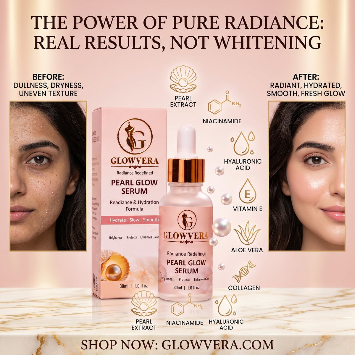 GlowVera Pearl Glow Serum – Hydrating & Radiance Enhancing Formula (30ml)