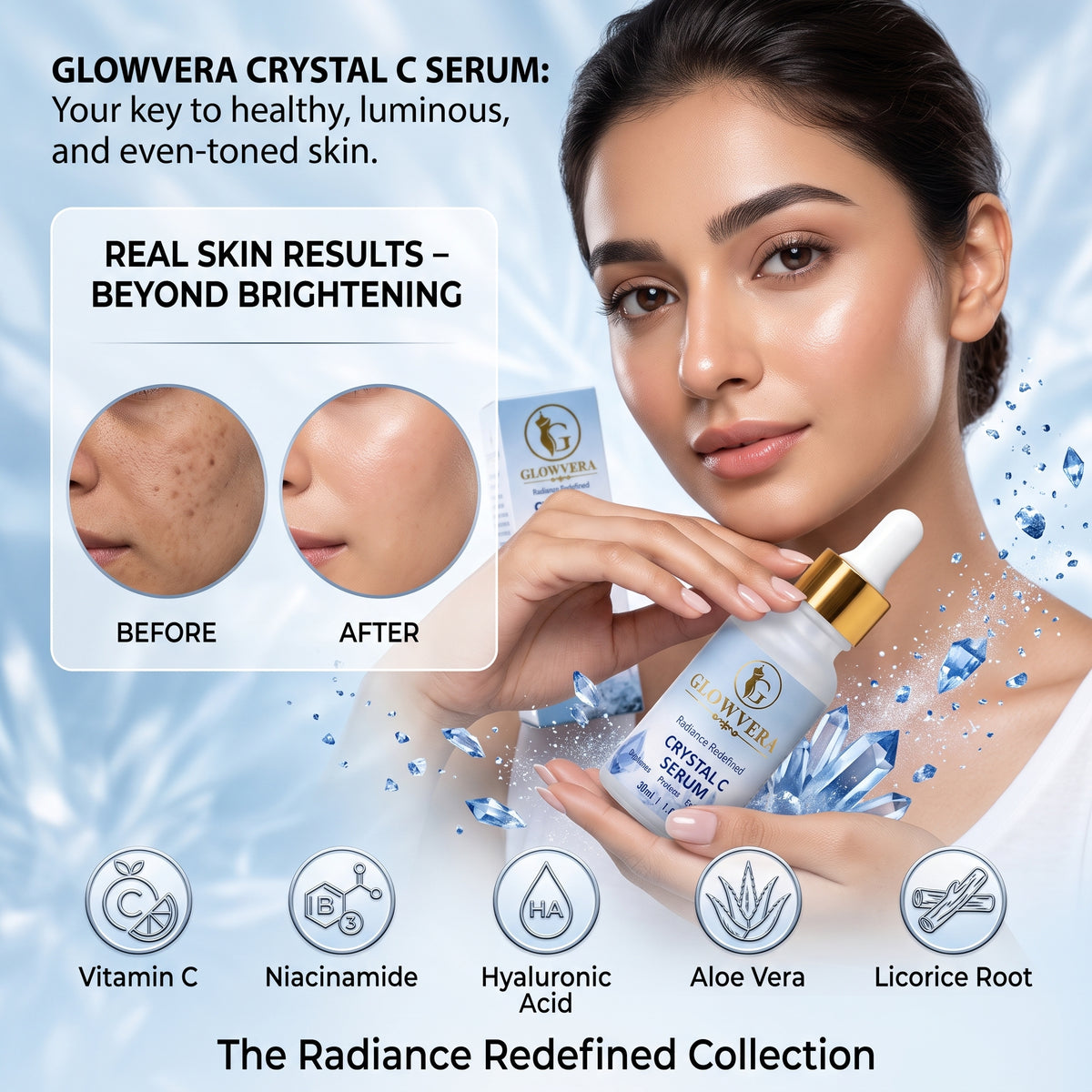 GlowVera Crystal C Serum – Clear & Even Tone Formula (30ml)