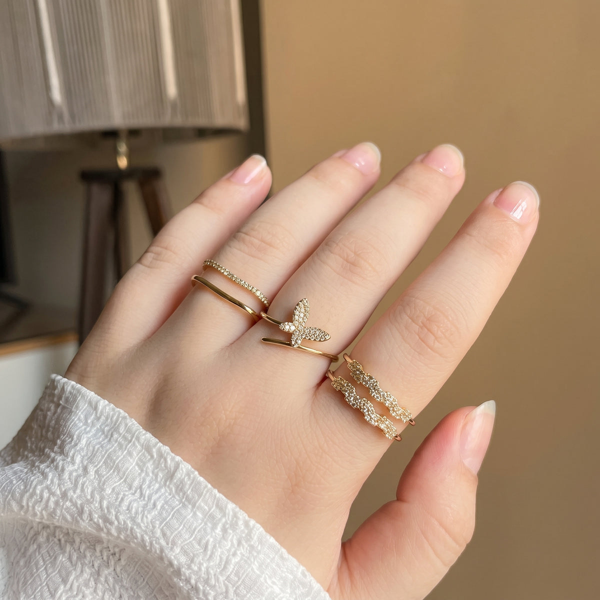 Elegant Triple Band Crystal Ring