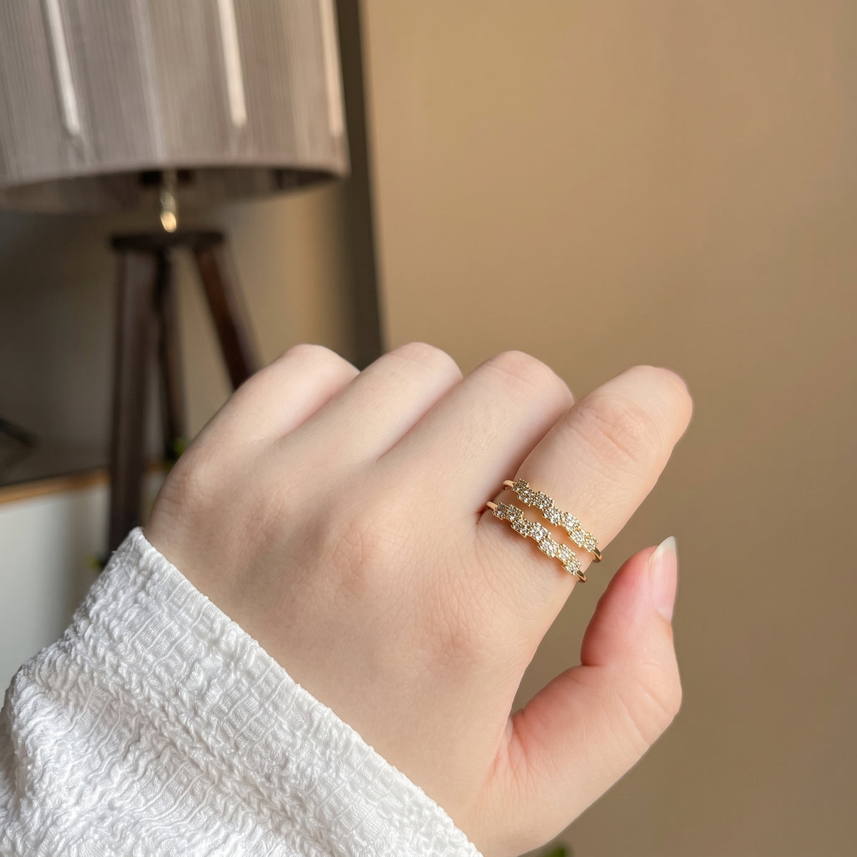 Elegant Triple Band Crystal Ring