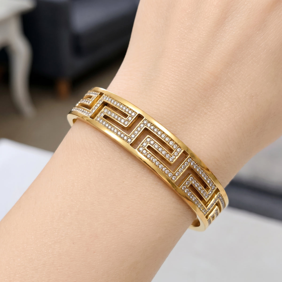 Fendi Stoned Handcuff Bangle