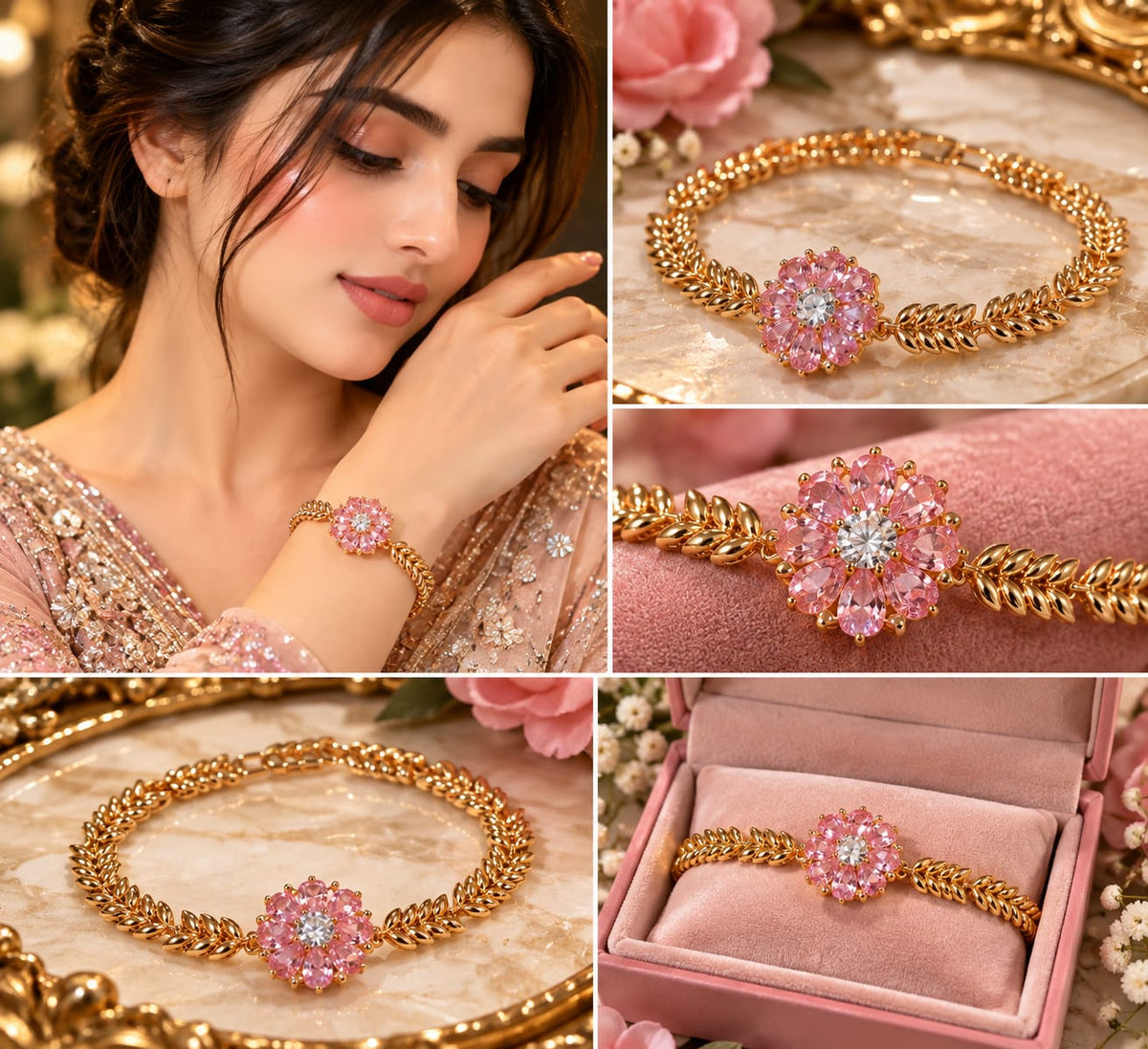 GlowVera Pink Bloom Bracelet