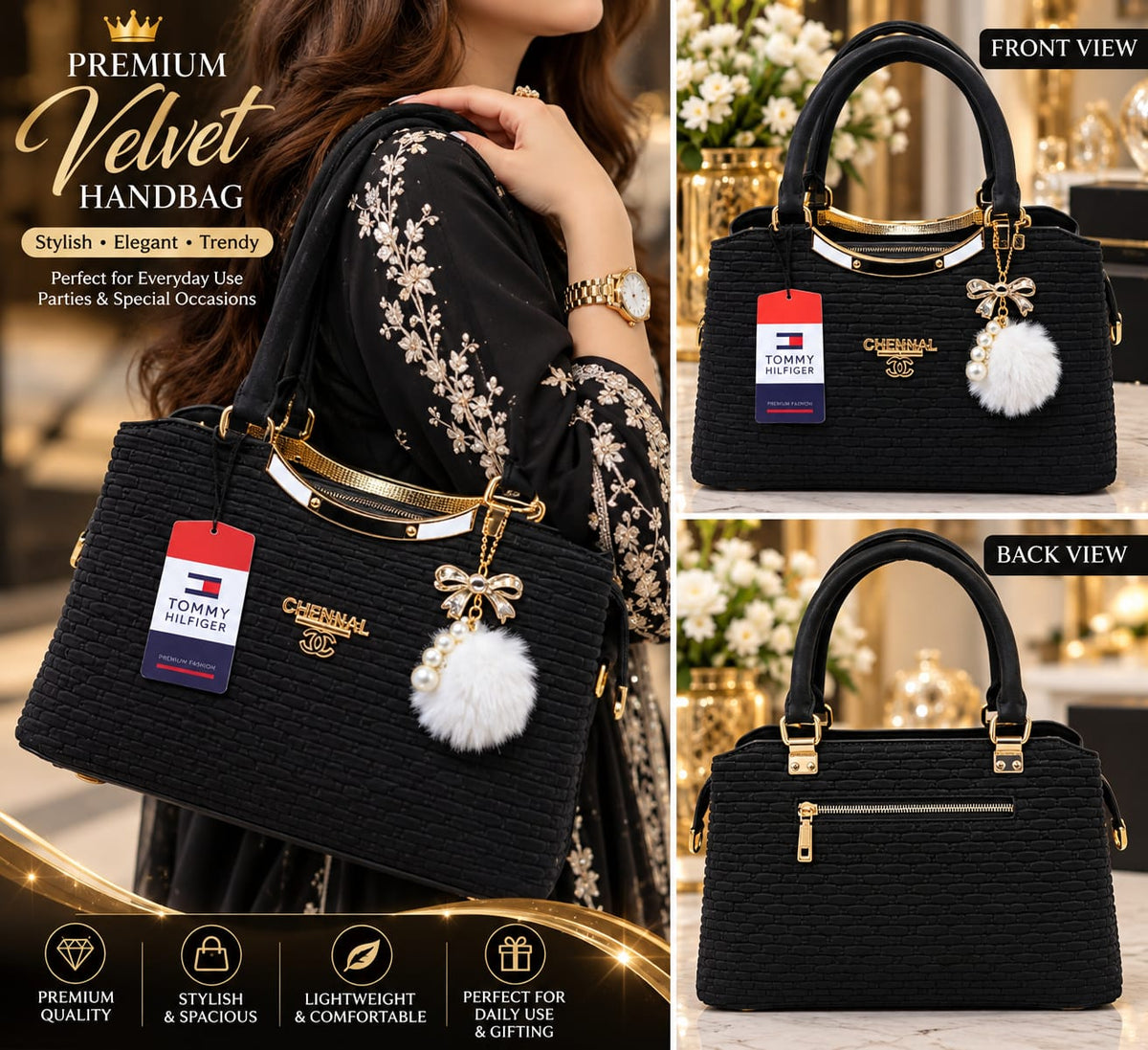 GlowVera Classic Beige Charm Handbag