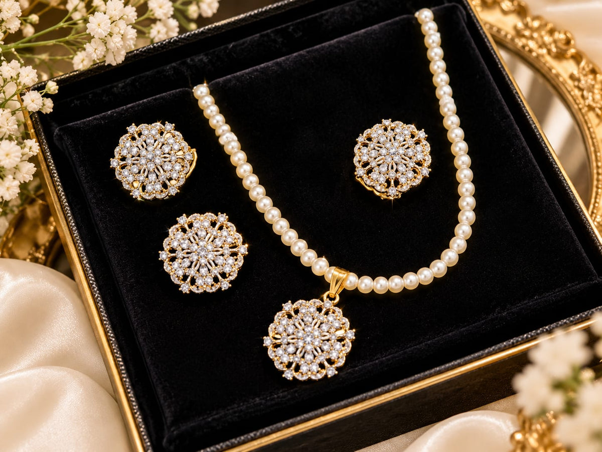 GlowVera Golden Blossom Jewelry Set