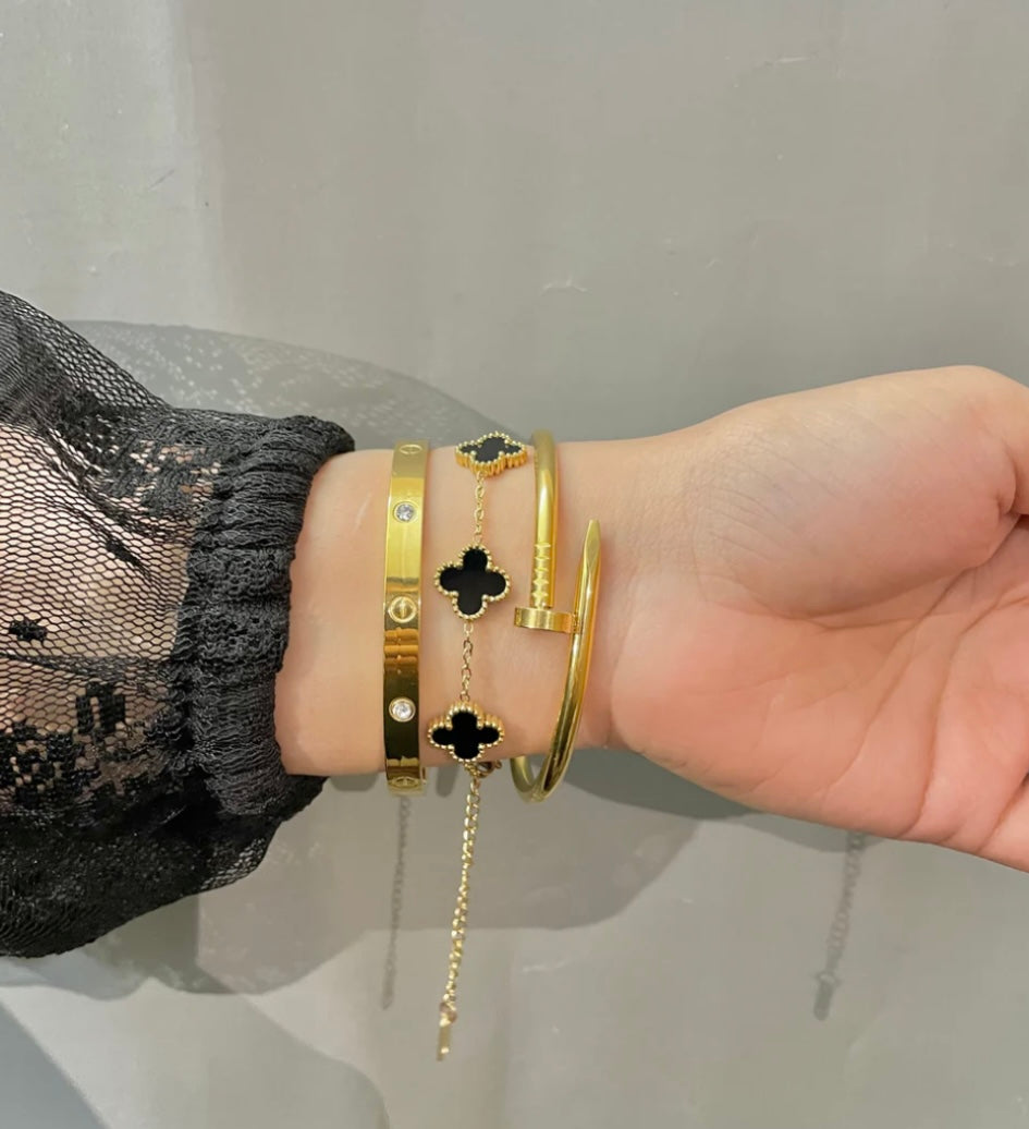 GlowVera Luxe Trinity Gold Stack Bracelet Set