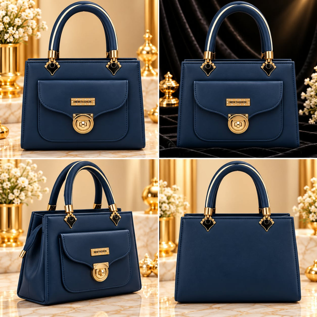 Glow Vera - Modern Cream Lock Handbag