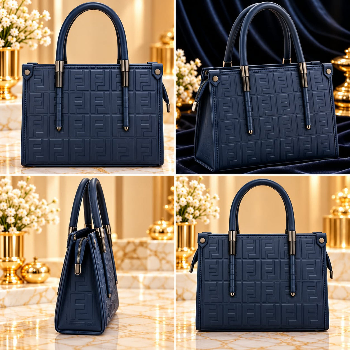 Glow Vera - Royal Navy Blue Monogram Handbag