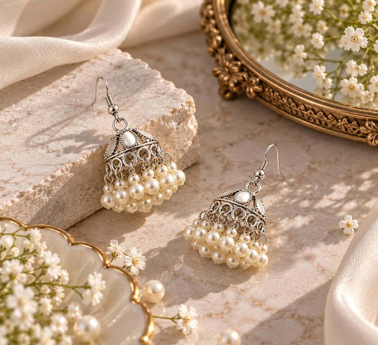 Glow Vera - Pearl Jhumka Earrings – GlowVera