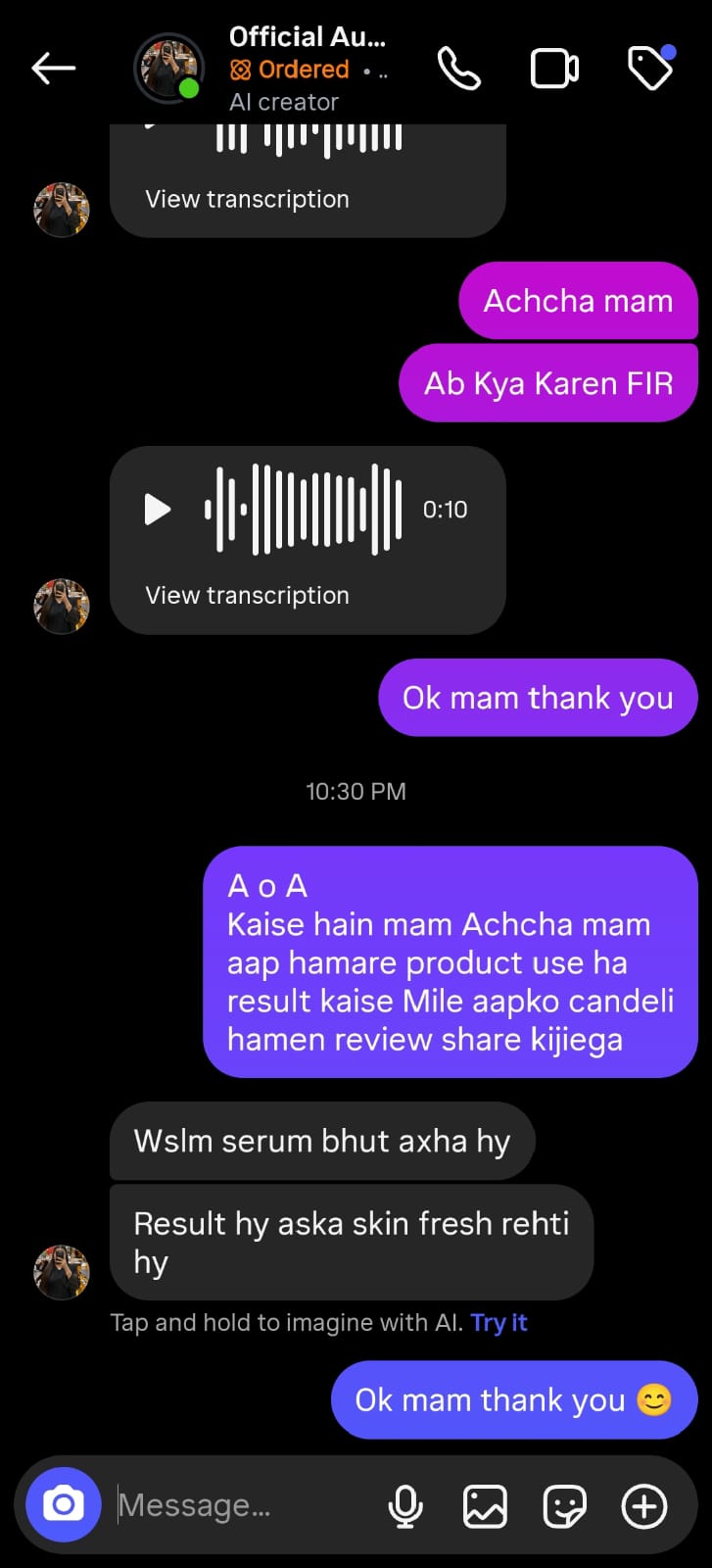 Customer review